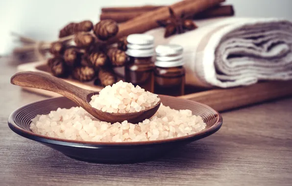 Towel, cinnamon, Spa, Anis, bottle, bath salt