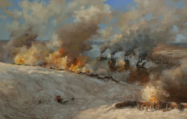 Winter, landscape, picture, war.