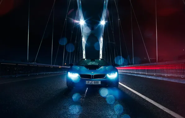 Picture BMW, Car, Blue, Front, Bridge, Color, Rain, Sport
