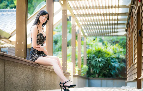 Look, hair, brunette, legs, Asian, mini dress