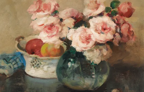 Picture flowers, picture, Still life with fruit, Fernand Toussaint