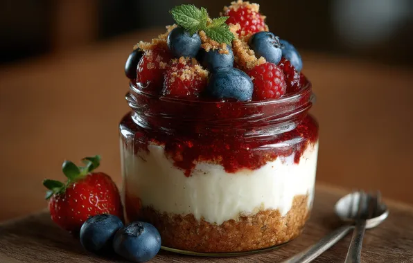 Berries, raspberry, table, food, blueberries, strawberry, spoon, Bank