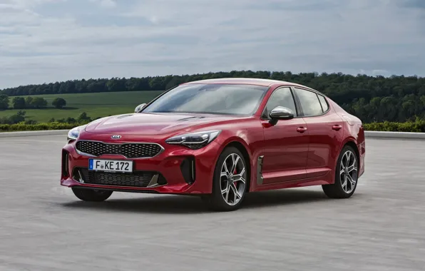 Picture red, KIA, Kia, the five-door, Stinger, Stinger GT, fastback, at the site