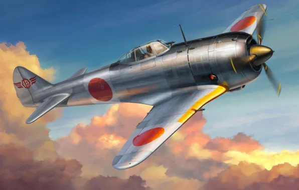 Picture WAR, aviation, WW2, painting, Nakajima That-44 Shoki (Tojo), art