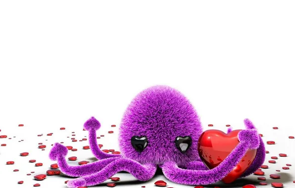 Picture white, heart, Octopus
