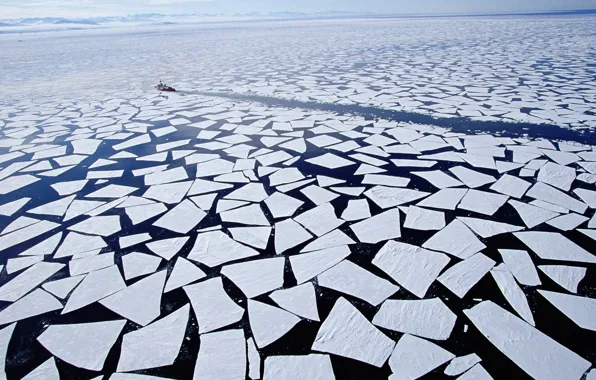 Horizon, Antarctica, Ice, Icebreaker