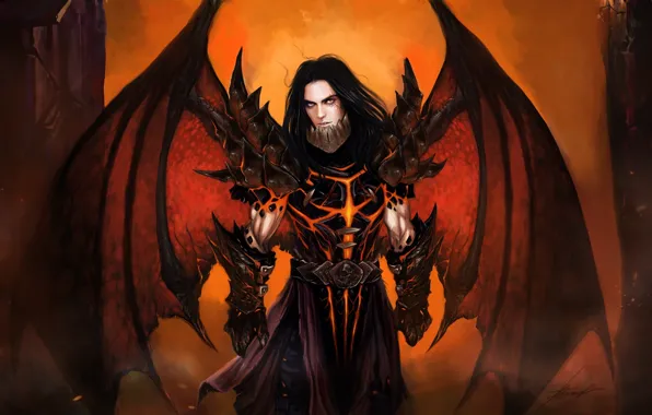 Picture wings, the demon, art, armor, guy