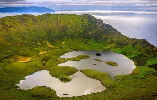 Picture lake, crater, Portugal, The Atlantic ocean, the island of Corvo island