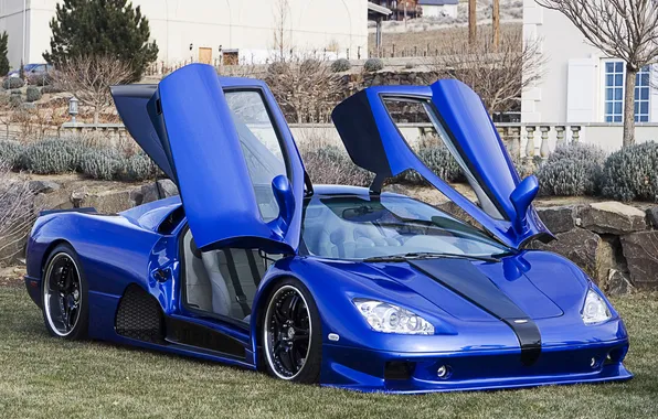 Picture machine, blue, door, supercar, blue, SSC, Ultimate Aero, Shelby Super Cars
