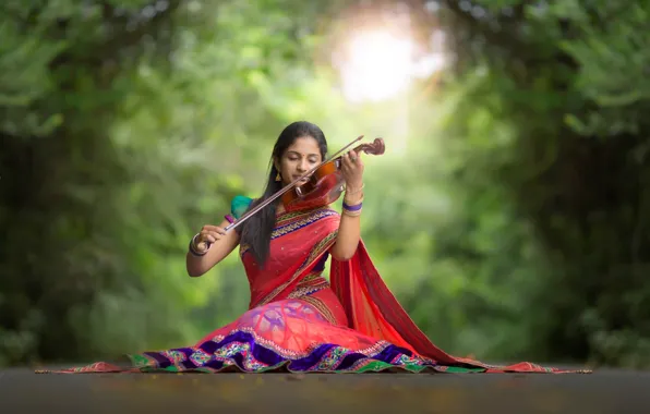 Girl, music, violin