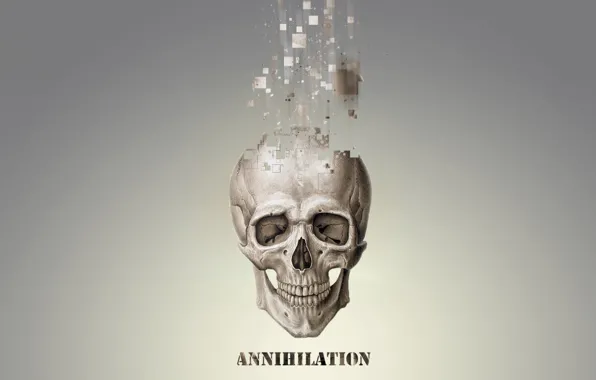 Particles, skull, grey, pixels, annihilation, annihilation