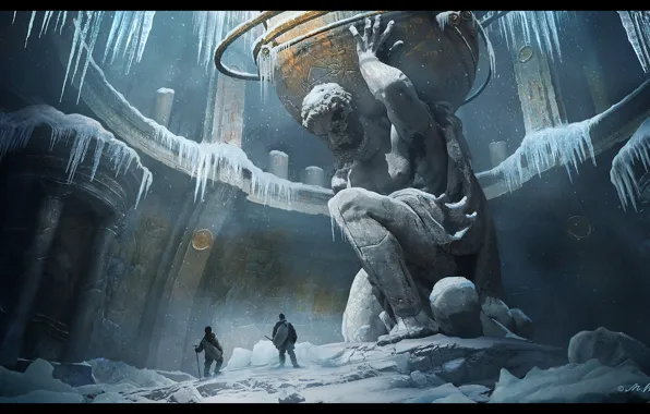 Ice, giant, the room, statue, Atlant