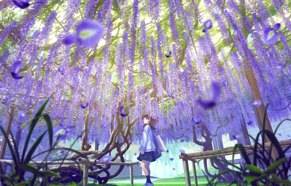Petals, schoolgirl, bag, lilac, Wisteria, Wisteria, by Mocha