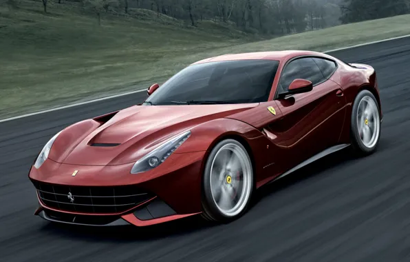 Picture road, red, supercar, ferrari, Ferrari, the front, f12, berlinetta