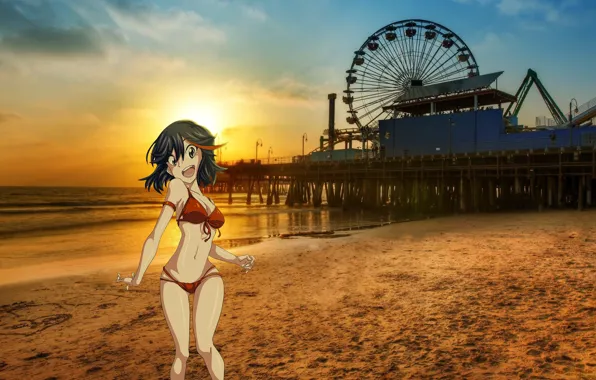 Beach, anime, bikini, beach, anime, art, bikini, kill la kill