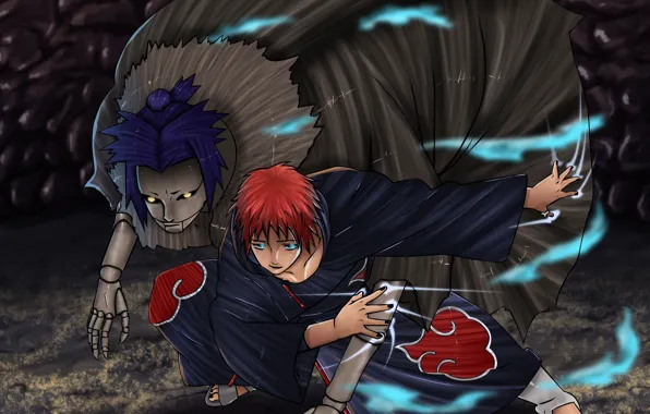 Game, Naruto, red hair, anime, cloud, man, redhead, ninja