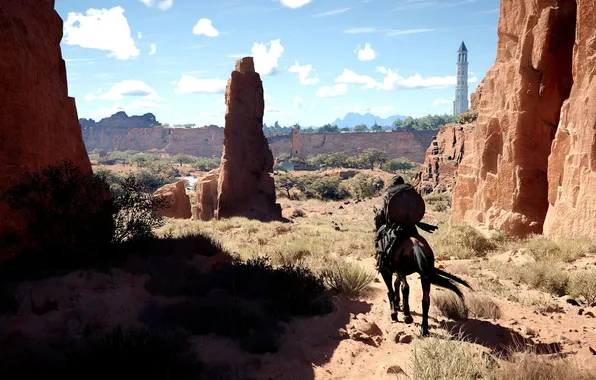 The sky, clouds, The game, rider, adventure, open world, Crimson Desert