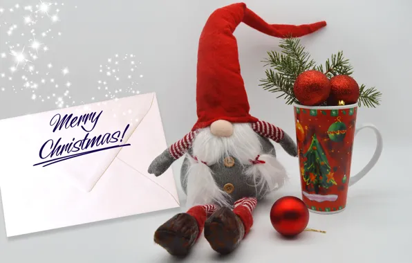 Letter, balls, holiday, toy, Christmas, mug, New year, Santa Claus