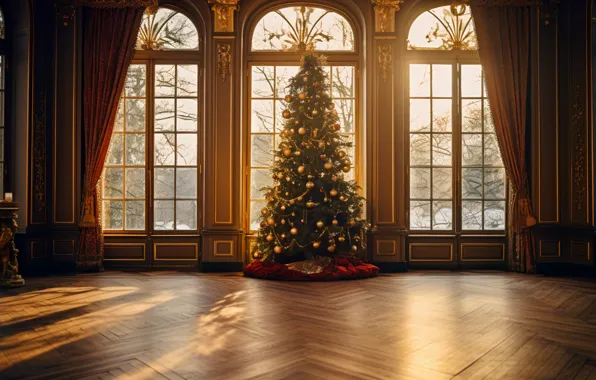 Decoration, room, balls, tree, interior, New Year, Christmas, new year