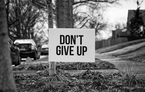 The inscription, street, plate, motivation, don't give up, don't give up