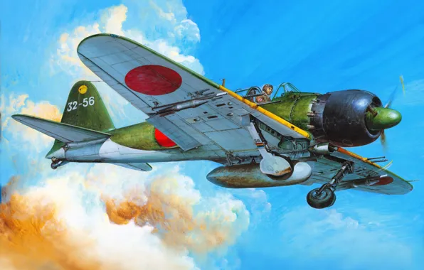 Picture figure, fighter, art, Mitsubishi, the plane, Japanese, deck, times