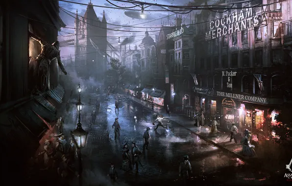 Night, the city, street, killer, art, Assassin's Creed: Syndicate