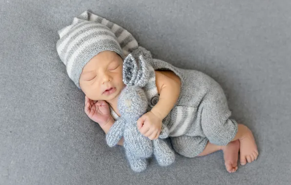 Toy, sleep, boy, sleeping, Bunny, cap, baby