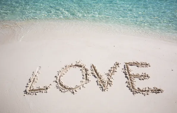 Picture sand, sea, water, love, the inscription, romance, love