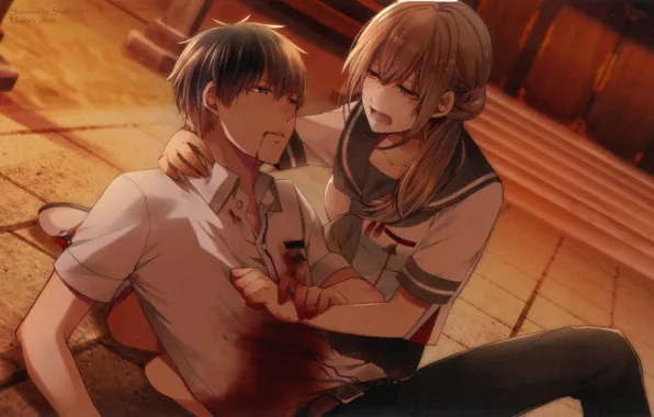 Students, wounded, visual novel, the guy with the girl, Surah Of The Digit, by Melo, …