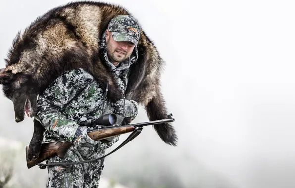 Winter, men, hunter, hunting, wof