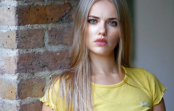 Look, wall, model, portrait, brick, makeup, Mike, hairstyle