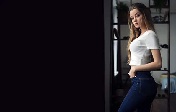 Look, sexy, model, portrait, jeans, makeup, Mike, figure