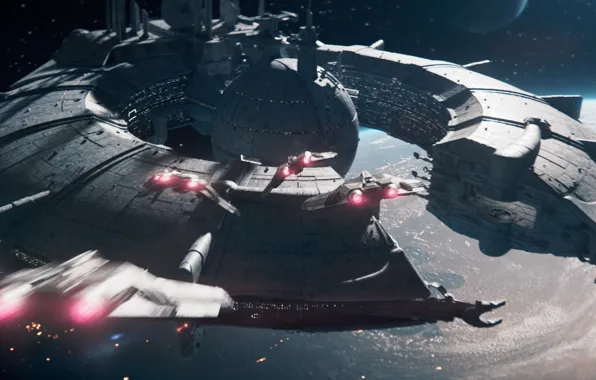 Fiction, fighters, Star wars, spaceship, Eklips, battle station, Star Wars Eclipse, Lucrehulk-class LH-3210 cargo freighter