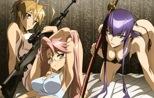 Saeco Busujima, Ray Miyamoto, Saya Takagi, Takagi I, School Of The Dead, Bushijima Saeko, Ray …
