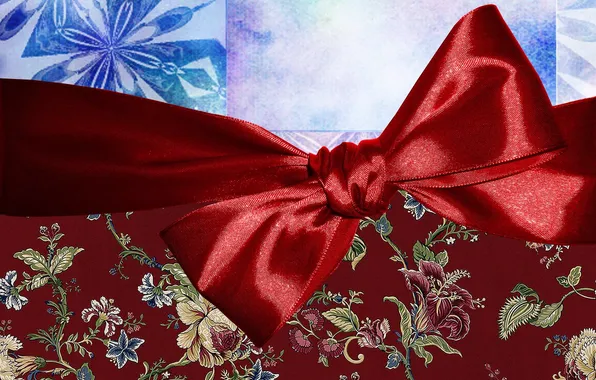 Red, holiday, new year, bow, ribbon, packaging