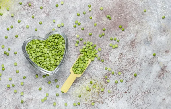 Table, peas, green peas, green peas, young green peas
