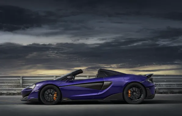 Overcast, McLaren, supercar, side view, Spider, 2019, 600LT, Lantana Purple