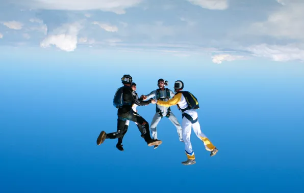 Picture camera, parachute, container, helmet, skydivers, extreme sports, parachuting, headdown