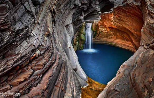 Rocks, waterfall, stream, the grotto, Western Australia