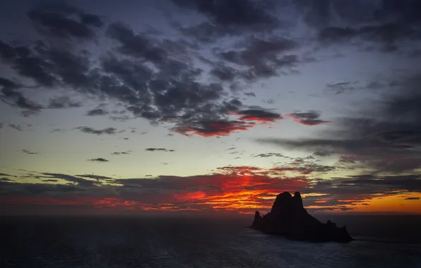 Landscape, rock, the ocean, dawn, twilight