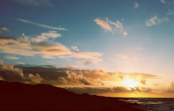 Picture the sky, clouds, sunset, horizon