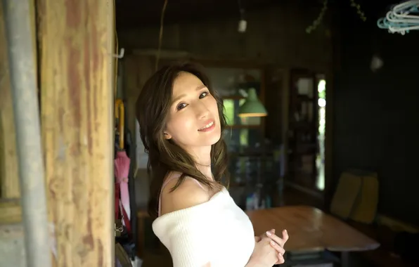 Beautiful, Julia, Asian, Model, Smile, Table, Woman, Pretty