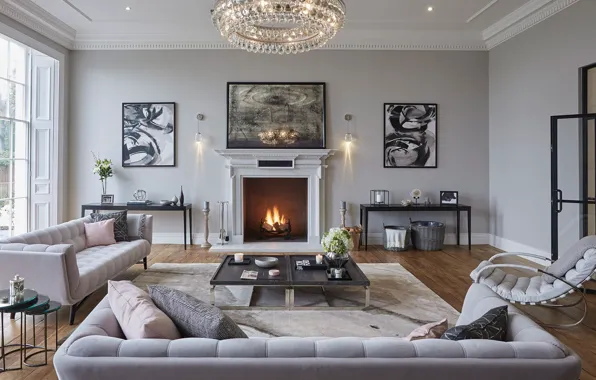 Picture interior, fireplace, living room, Essendon, Diimsdale house