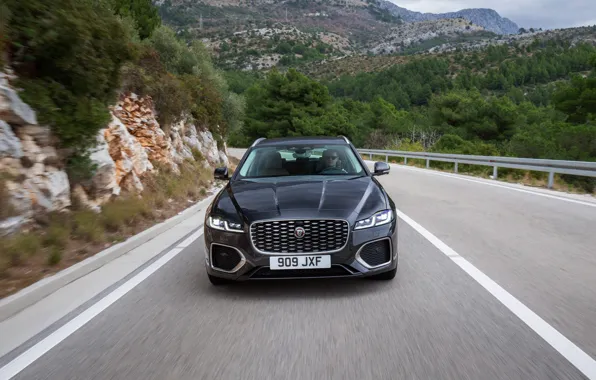 Jaguar, front view, universal, on the road, Jaguar XF, 2020, XF, XF Sportbrake