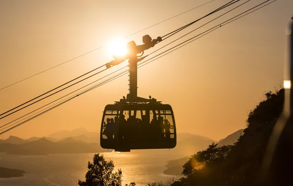 Sea, people, height, the evening, overview, Croatia, Dubrovnik, the funicular