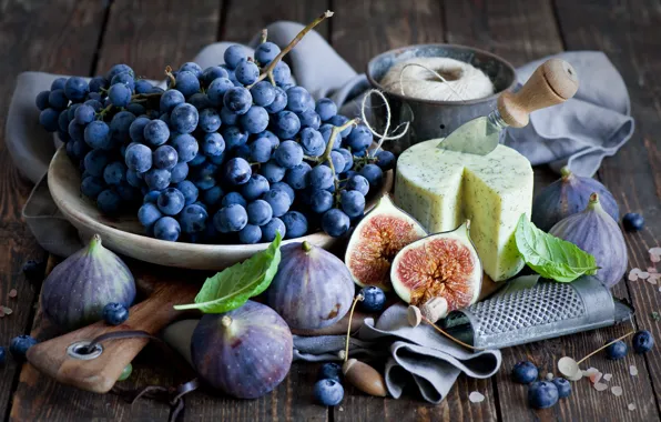 Picture cheese, grapes, still life, figs, grater, figs