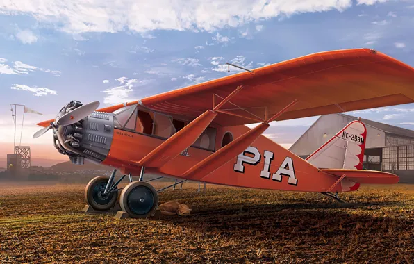 Picture art, airplane, aviation, Bellanca CH-300 Pacemaker