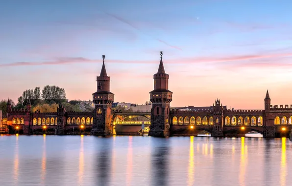 Bridge, river, Germany, Berlin, Spray