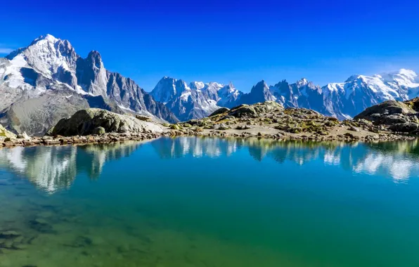 The sky, mountains, lake
