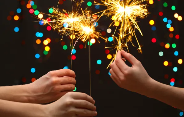 Children, lights, lights, hands, new year, bokeh, bokeh, Merry Christmas